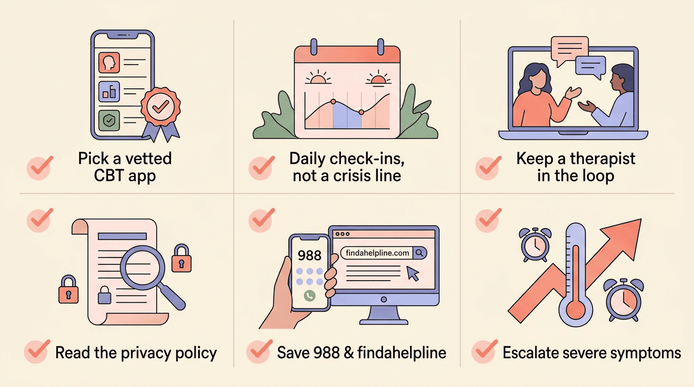 Six-point checklist for using an AI psychologist safely
